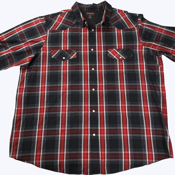 Men's 3XL Tall Pearl Snap Plaid Long Sleeve Flannel Shirt Boulder Creek - Picture 9 of 11